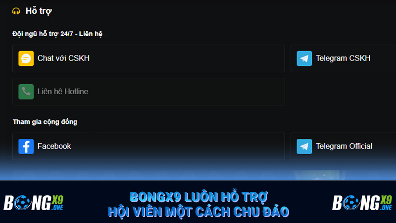 Bongx9 luôn hỗ trợ hội viên một cách chu đáo