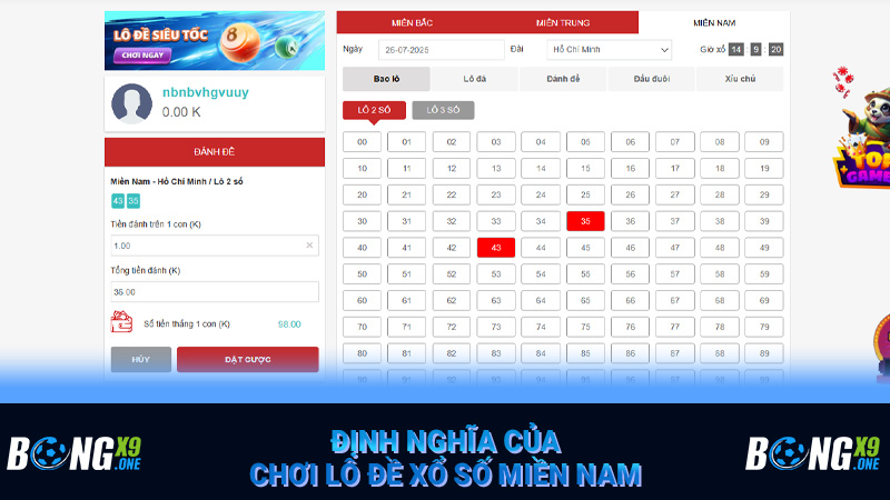 Định nghĩa của chơi lô đề xổ số miền Nam