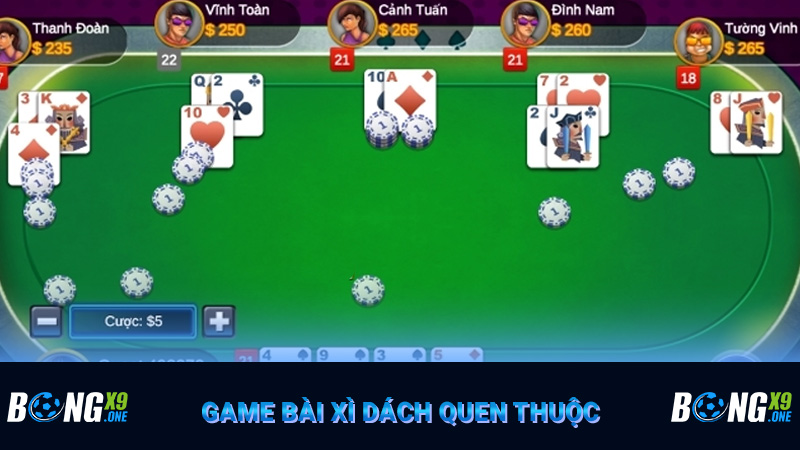 Game bài xì dách quen thuộc