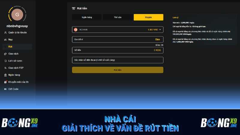 Nhà cái giải thích về vấn đề rút tiền