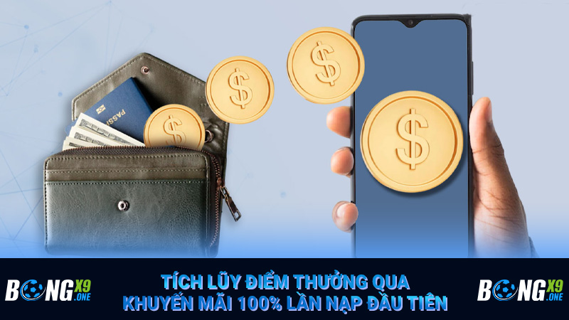 Tích lũy điểm thưởng qua khuyến mãi 100% lần nạp đầu tiên