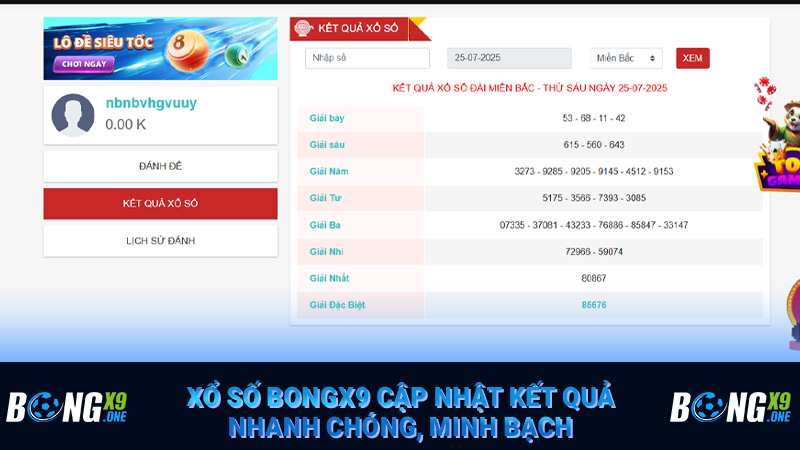 Xổ Số Bongx9 cập nhật kết quả nhanh chóng, minh bạch